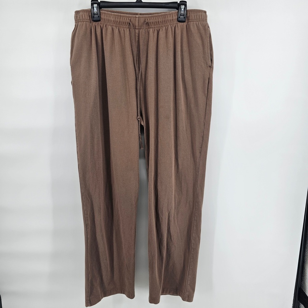 Karen Scott Sport Lounge Pants Womens XL Brown Cotton Blend Drawstring Elastic